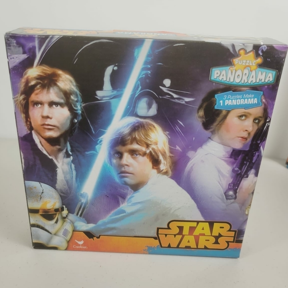 Star Wars 3 Puzzles make 1 Panorama Hans Solo Chewbacca Yoda Luke - Picture 1 of 8